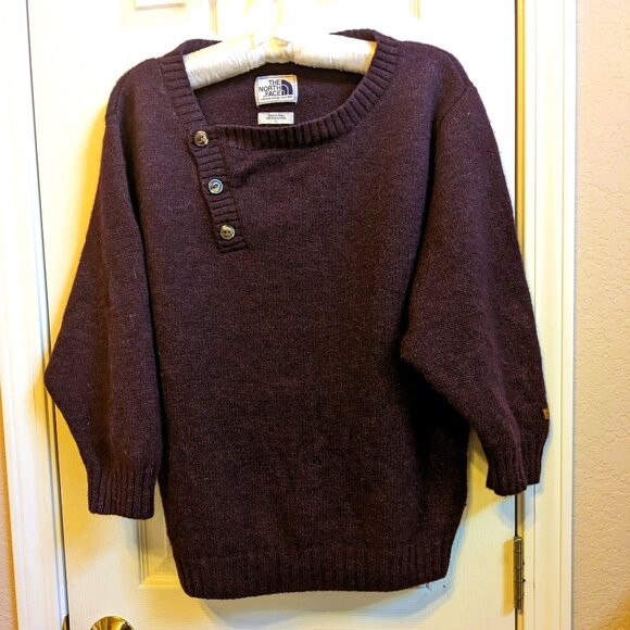 North Face Womens Burgundy Purple Wool Blend Sweater Large - Picture 2 of 12